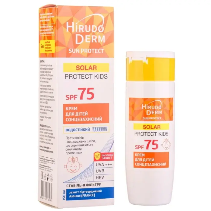 Біокон Засіб від засмаги Hirudo Derm Sun Protect Solar Protect Kids SPF75, Сонцезахисний крем для дітей, 150мл