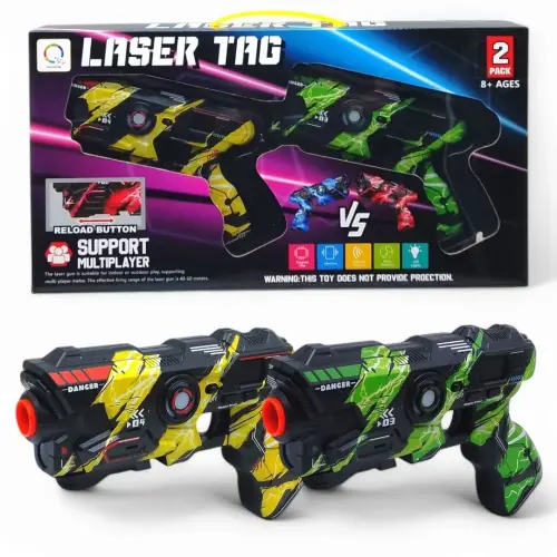 Уцінка. Набір бластерів 2 в 1 Laser Tag (зелений + жовтий) Пошкоджена упаковка