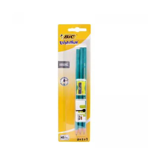 BIC Evolution Набір олівців чорнографітних з точилкою та гумкою, 5шт.