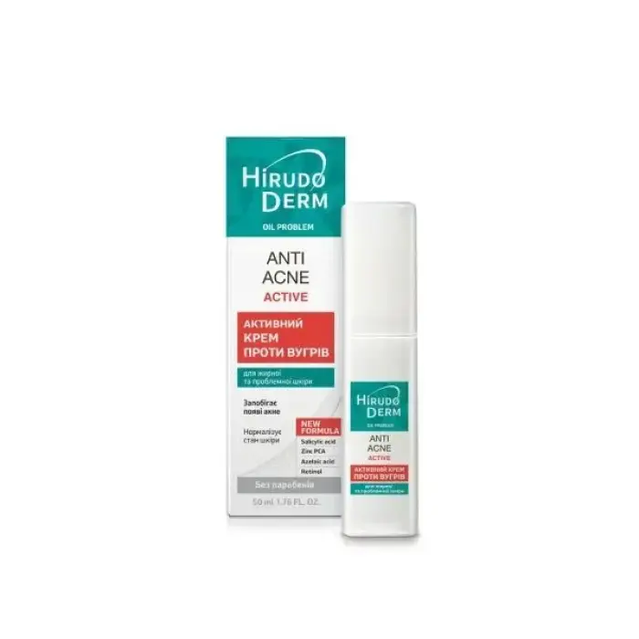 Біокон Крем для обличчя Hirudo Derm Oil Problem Anti-Acne Астіve Активний проти вугрів, 50мл