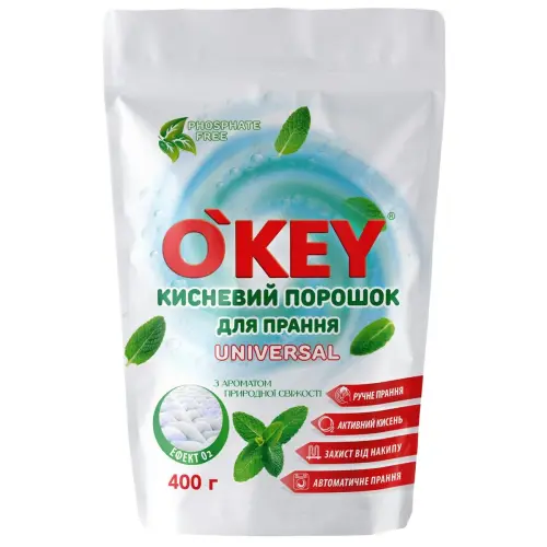 OʼKEY Порошок для стирки кислородный Universal Мята, дой-пак, 400г