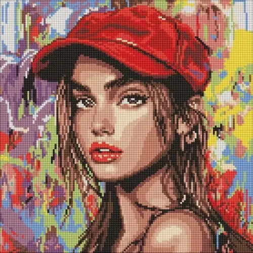 Алмазная мозаика - "Современная Красная шапочка" ©art_selena_ua, 40х40см