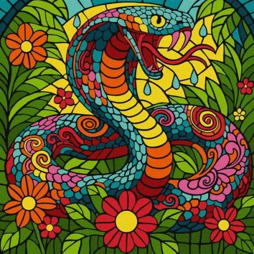 Картина за номерами - "Вітраж. Тропічна кобра" ©art_selena_ua, 30х30см