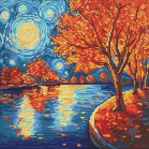 Алмазная мозаика - "Осенняя ночь" ©art_selena_ua, 40х40см
