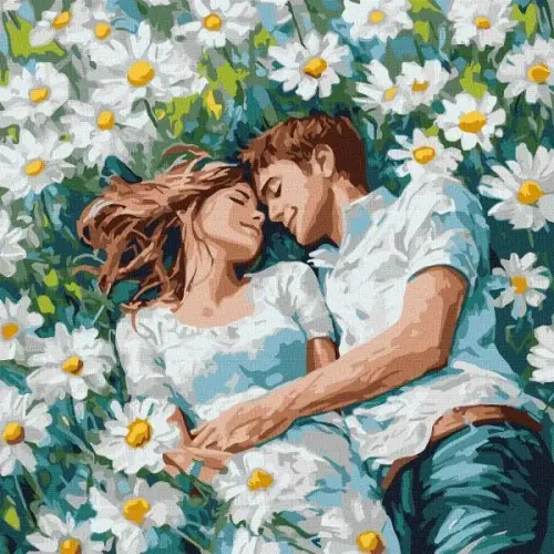 Картина за номерами - "Твої обійми серед квітів" ©art_selena_ua, 40х40см