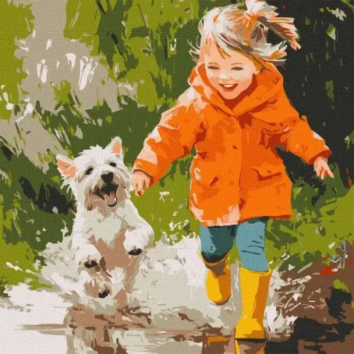 Картина по номерам - "Бег по лужам" ©art_selena_ua, 40х40см