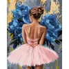 Картина по номерам - "Балерина с голубыми пионами" с красками металлик ©art_selena_ua, 40х50см