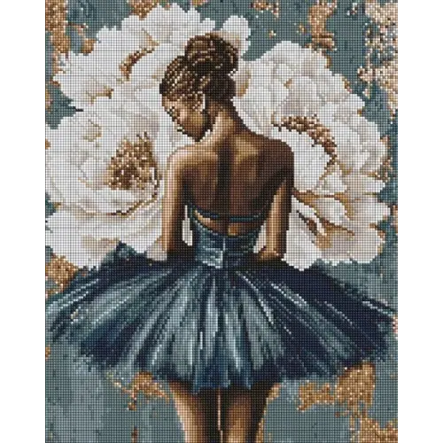 Алмазна мозаїка - "Балерина з білими півоніями" ©art_selena_ua, 40х50см