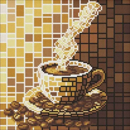 Алмазна мозаїка - "Вітраж. Кава" ©art_selena_ua, 30х30см