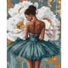 Картина по номерам - "Балерина с белыми пионами" с красками металлик ©art_selena_ua, 40х50см