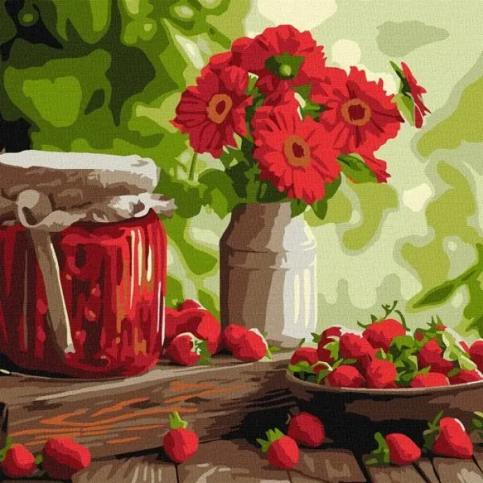 Картина за номерами - "Полуничне варення" ©art_selena_ua, 40х40см