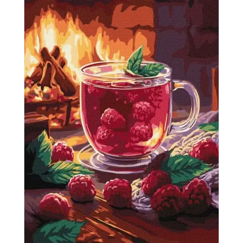 Картина за номерами - "Малиновий чай" ©art_selena_ua, 40х50см