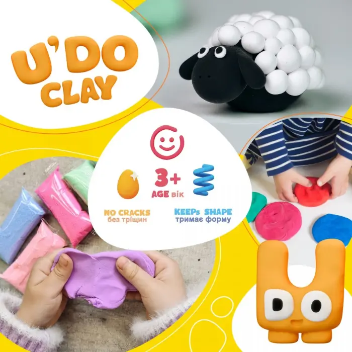 Набор для творчества (воздушный пластилин) "UʼDO Clay" 36 шт, брикет 10 г (укр)