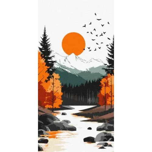 Картина за номерами - "Жовтий місяць серед осіннього лісу" ©art_selena_ua, 40х80см