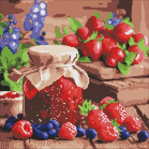 Алмазная мозаика "Малиновое варенье" 40х40 см