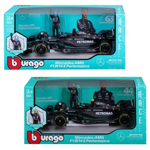 Автомодель с фигуркой - Mercedes-AMG F1 W14 E Performance (1:24)