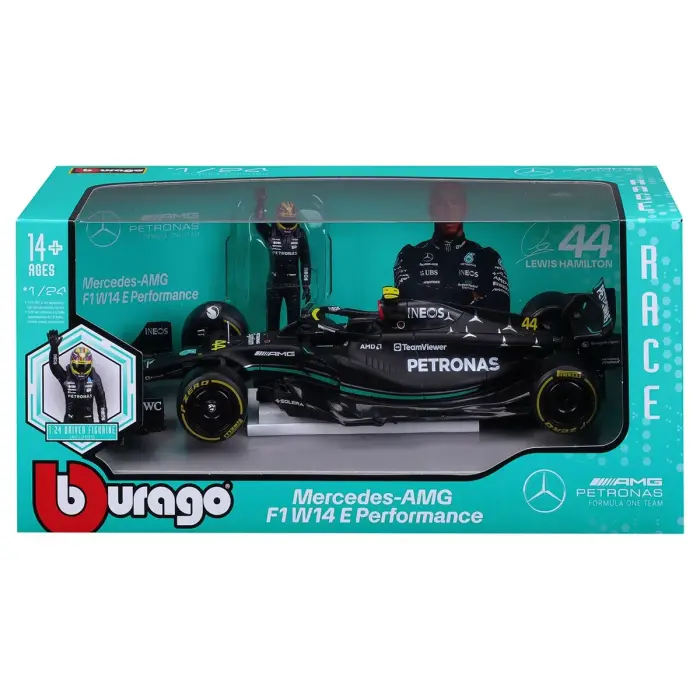 Автомодель с фигуркой - Mercedes-AMG F1 W14 E Performance (1:24)