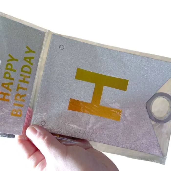 Гірлянда-розтяжка прапорця "Happy birthday" 12*16см-5м, рожева