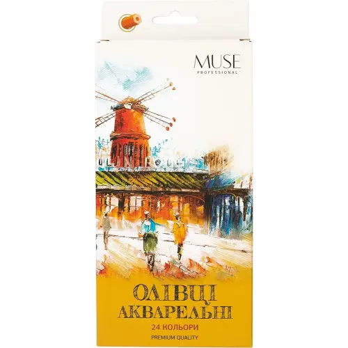Карандаши акварельные шестигранные MUSE 24 цвета с кисточкой и точилкой