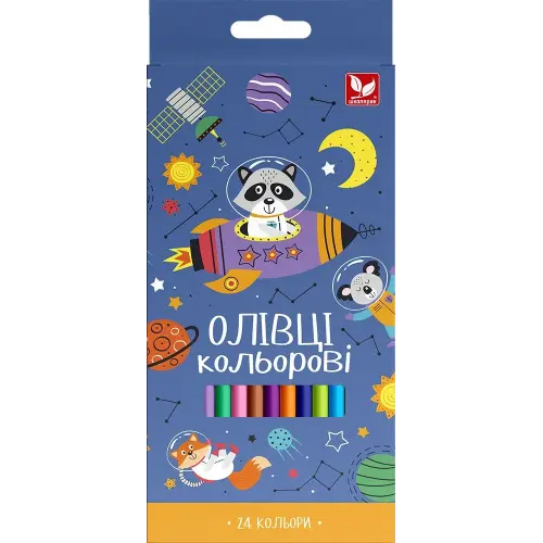 Карандаши цветные трехгранные + точилка - 24 цвета