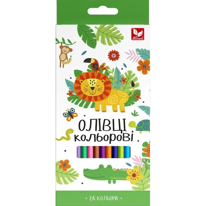 Олівці кольорові тригранні + чинка - 24 кольори