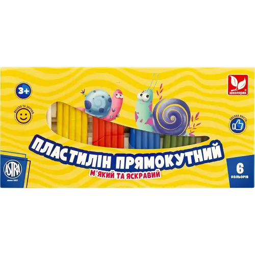 Пластилін прямокутний (6 кольорів у наборі)