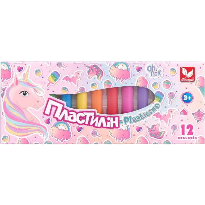 Пластилин круглый восковой Unicorn 12 цветов