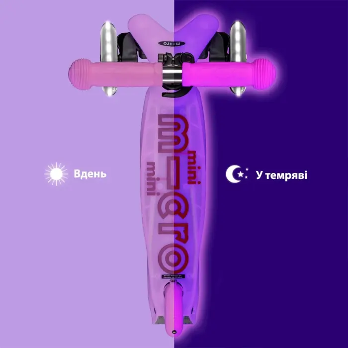 Самокат Micro серії Mini Deluxe Glow LED – Морозний рожевий