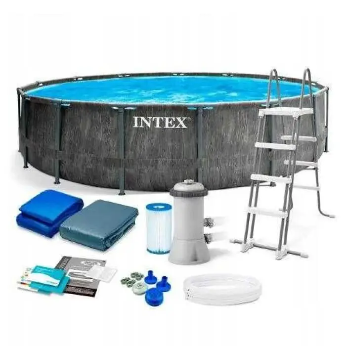 Intex Басейн каркасний (об'єм:24310л, розмір:549x122см, сходи, насос-фільтр:5 678 л/год, драбина, тент, підстилка), в коробці