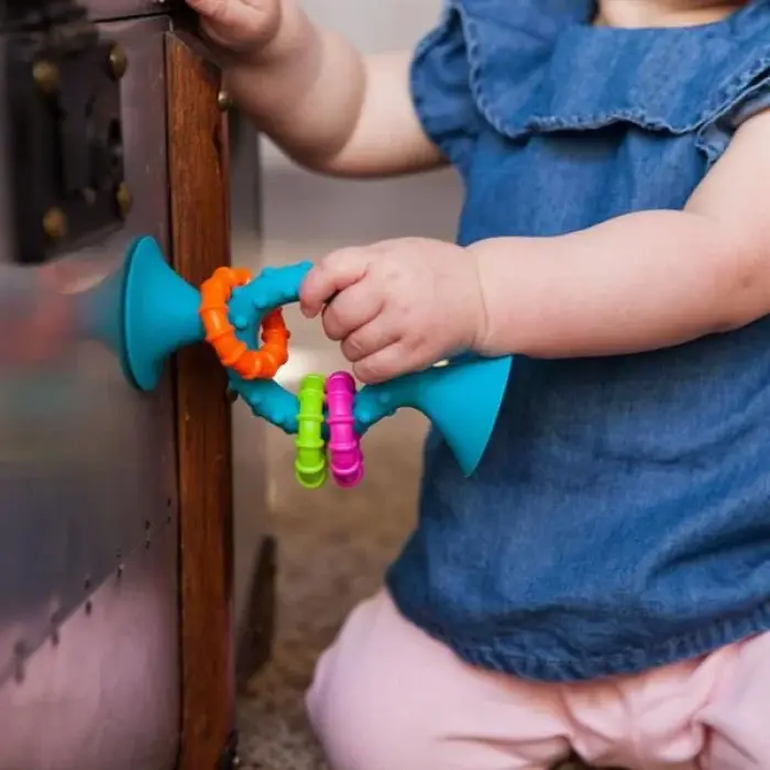Прорезыватель-погремушка на присосках Fat Brain Toys pipSquigz Loops, бирюзовый