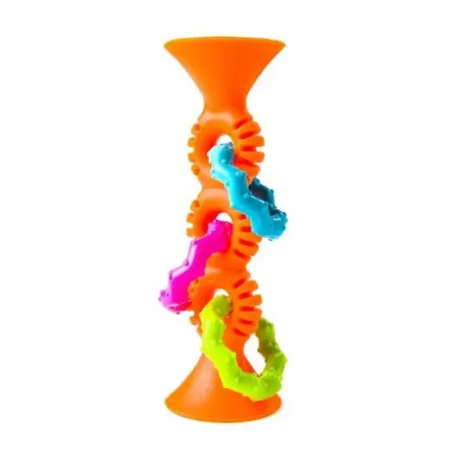 Прорезыватель-погремушка на присосках Fat Brain Toys pipSquigz Loops, оранжевый