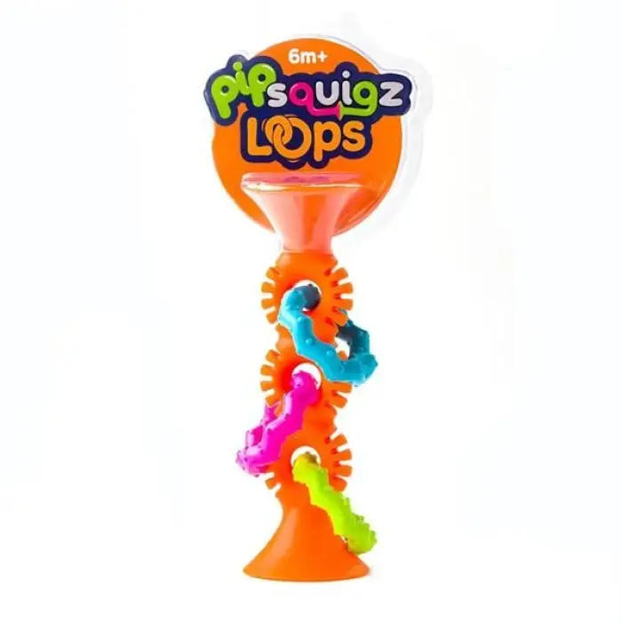 Прорезыватель-погремушка на присосках Fat Brain Toys pipSquigz Loops, оранжевый