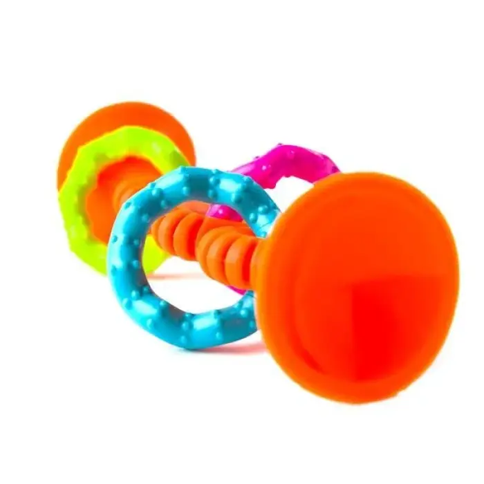 Прорезыватель-погремушка на присосках Fat Brain Toys pipSquigz Loops, оранжевый