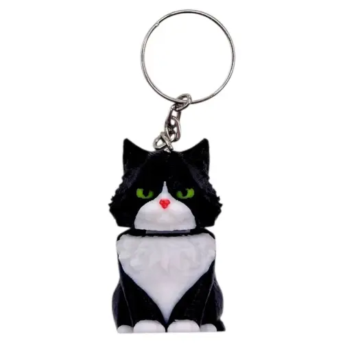 Брелок 3d печать "КОТИК С пружиной" (черный), KEYCHAIN