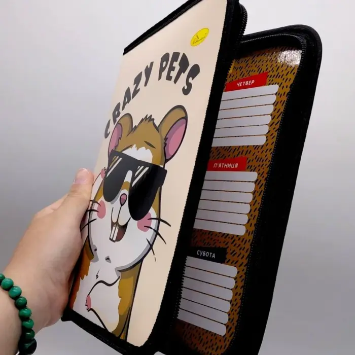 Папка для зошитів на блискавці "CRAZY PETS"