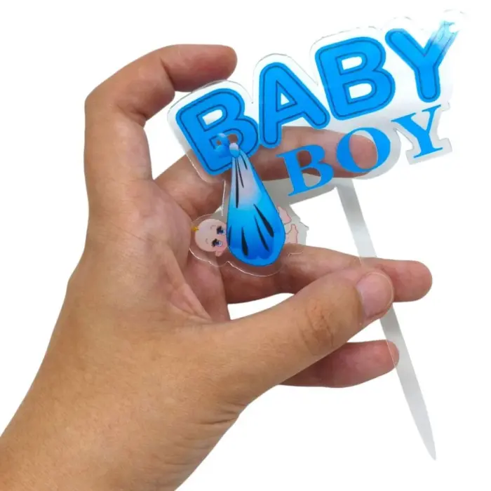 Топпер на торт "Baby girl" 14 см, голубой