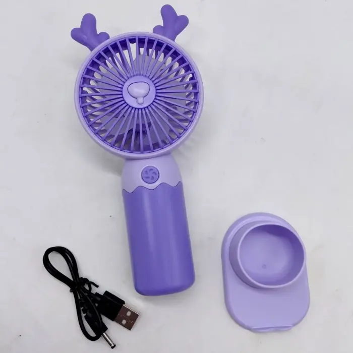 Вентилятор встроенный аккумулятор, USB-кабель (РОЗОВЫЙ)