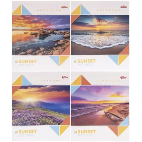 Тетрадь 60л клетка "Sunset" "Мечты сбываются" (12 экземпляров, микс)