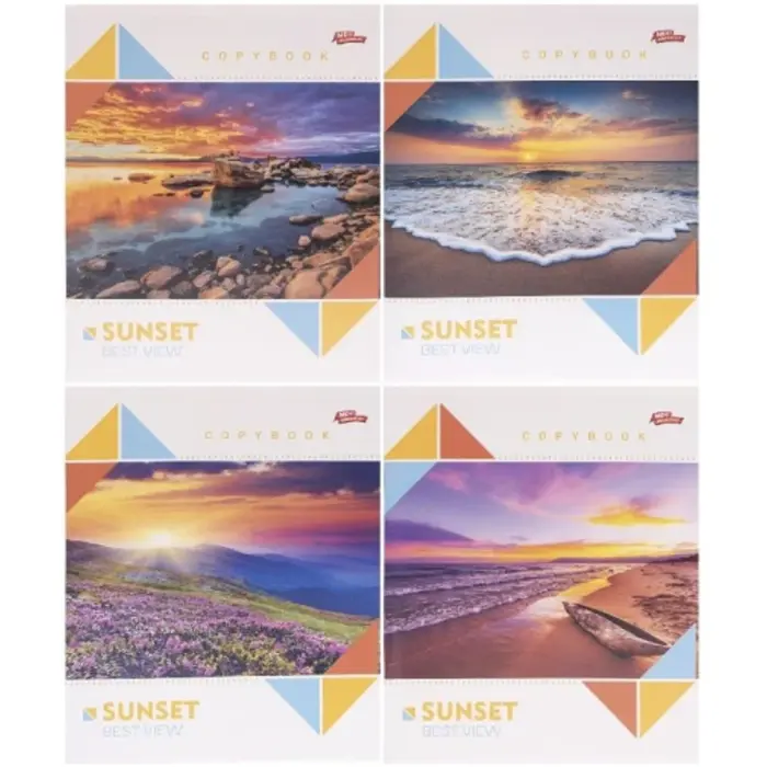 Тетрадь 60л клетка "Sunset" "Мечты сбываются" (12 экземпляров, микс)