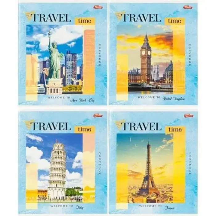 Зошит 96л клітинка "Travel" "Мрії здійснюються" (46618) (8 примірників, мікс)