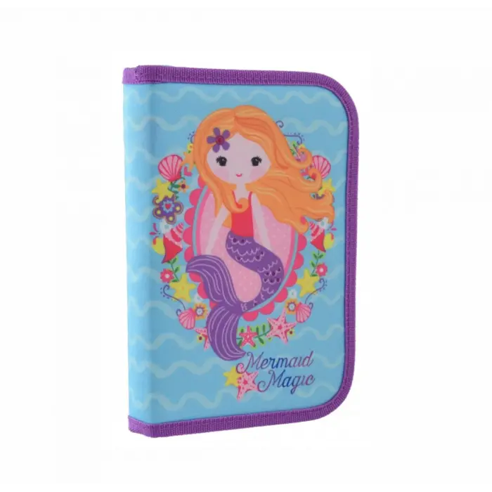Пенал шкільний твердий "Smart" одинарний з клапаном "Mermaid"