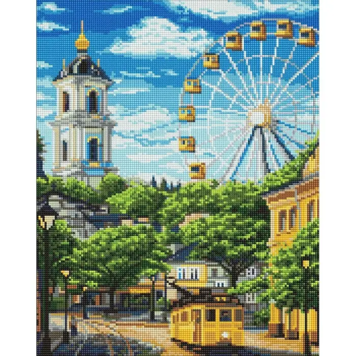 Алмазная мозаика "КОЛЕСО И КОЛОКОЛЬНИЦА" 40х50см