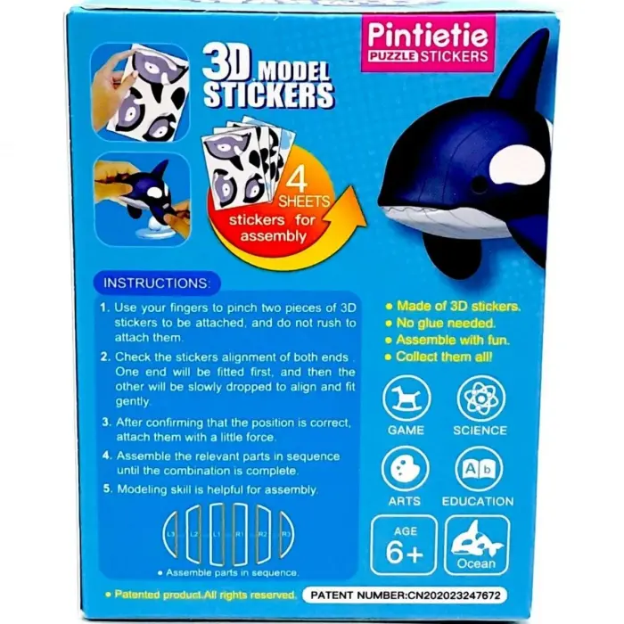 Pintietie 3D КОНСТРУКТОР-СЮРПРИЗ "МОРСКИЕ ЖИВОТНЫЕ"