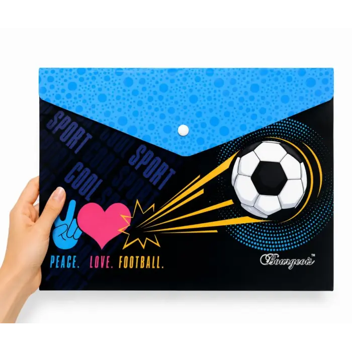 Папка с кнопкой А4+, peace.love.football