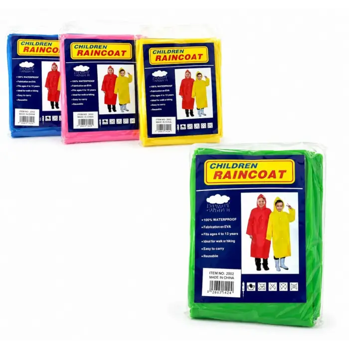 Дощовик на кнопках, капюшон, універсальний розмір, у пакеті (СИНІЙ)