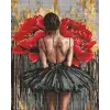 Алмазна мозаїка без підрамника - Балерина з червоними півоніями ©art_selena_ua