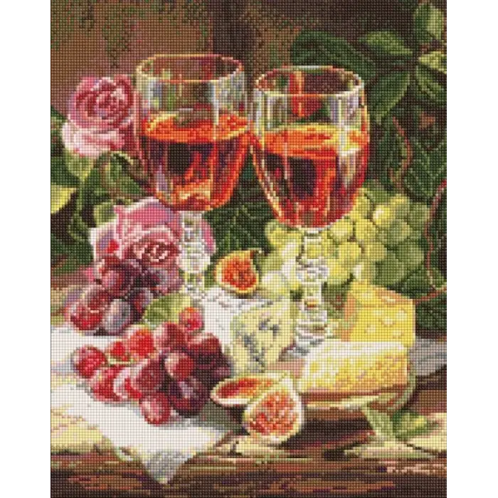 Алмазна мозаїка - Натюрморт з інжиром та вином ©art_selena_ua