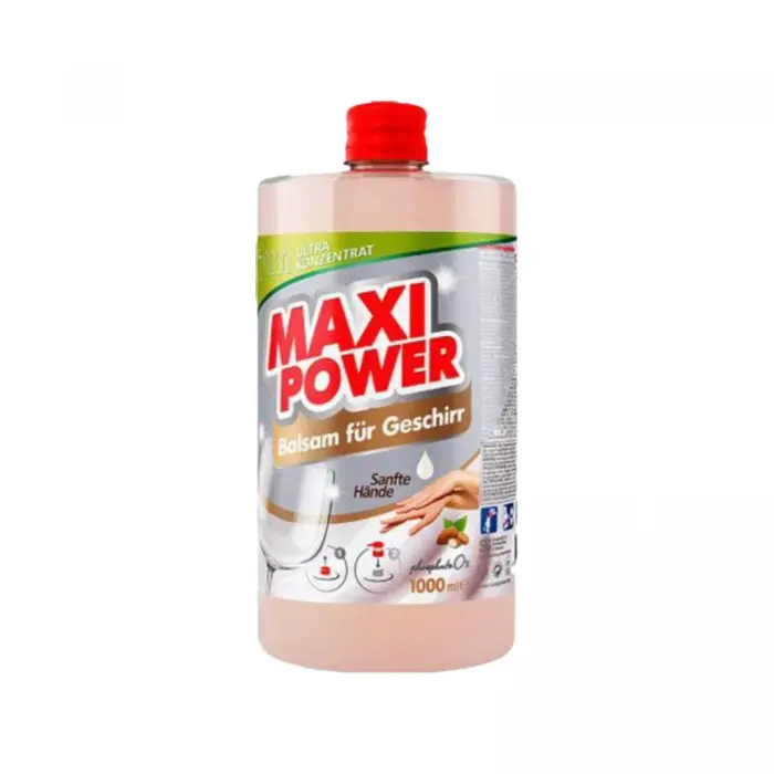 MAXI POWER Средство-бальзам для мытья посуды Миндаль 1л запаска
