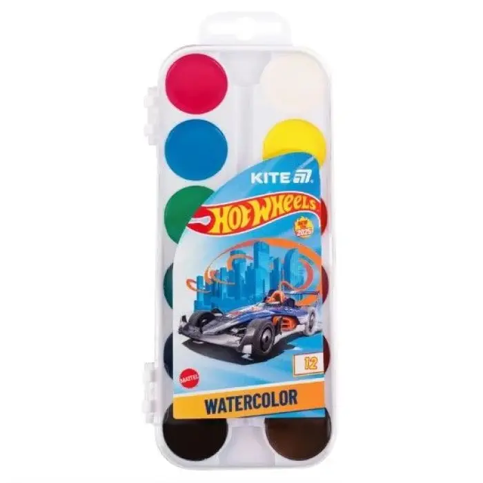 Краски акварельные, 12 цв. Hot Wheels