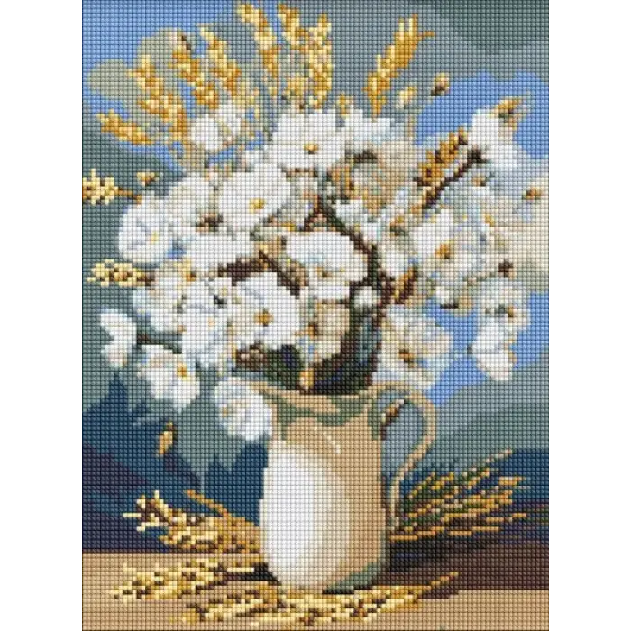 Алмазна мозаїка без підрамника - Білі маки і пшениця ©art_selena_ua
